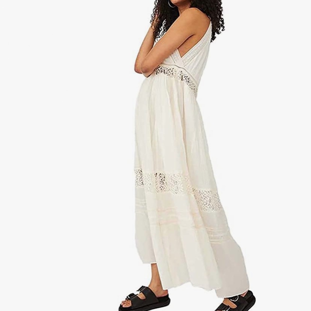 NWT | FREE PEOPLE | clara lace maxi dress in ivory - Picture 4 of 8
